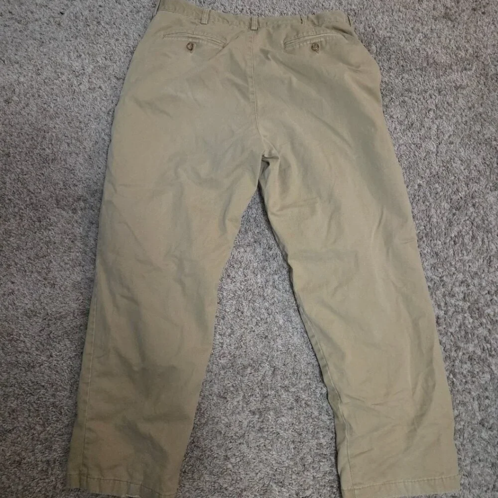 LL Bean Pants Mens 38x31 Tag 38x32 Tan Flannel Lined Outdoors Khaki Chino